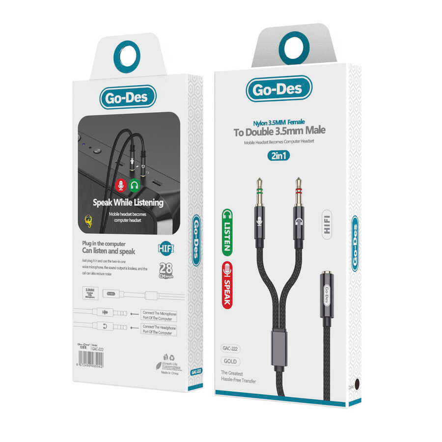 Go Des GAC-222 Microphone Headphone Converter Black 