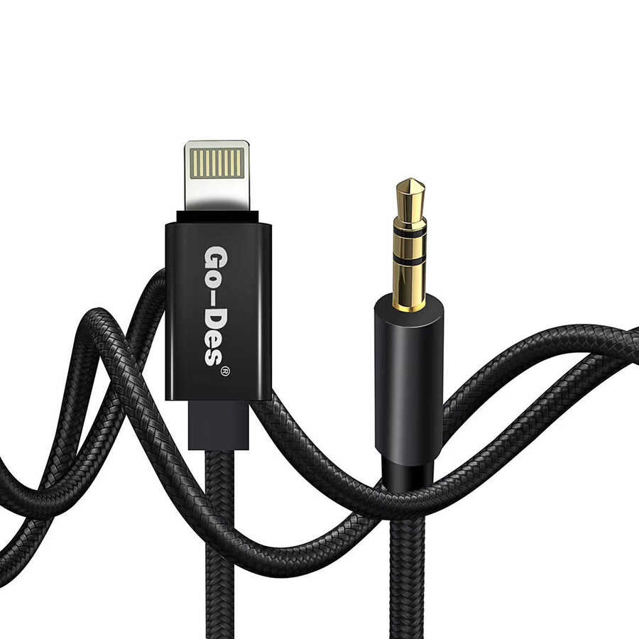 Go Des GAC-301 Lightning Aux Cable Black