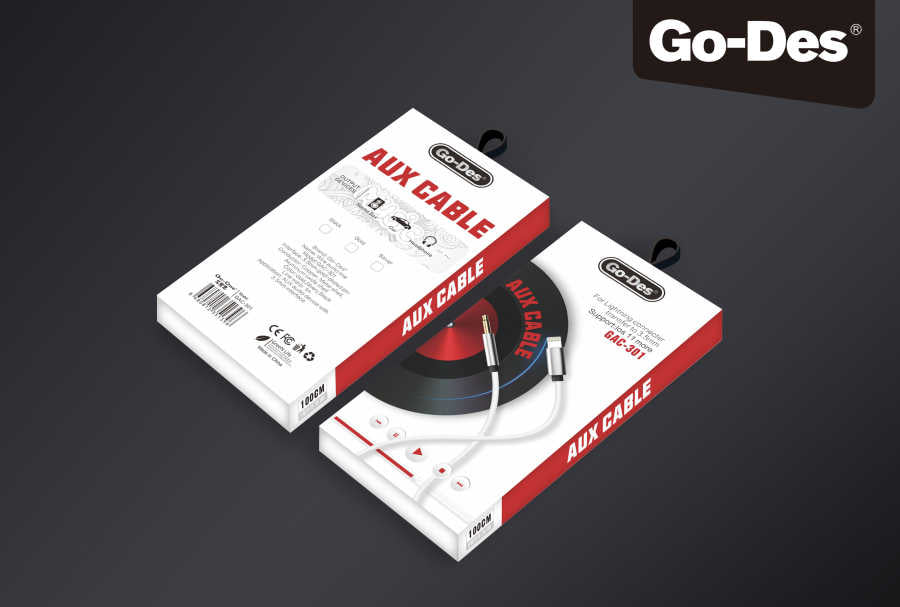 Go Des GAC-301 Lightning Aux Cable Black