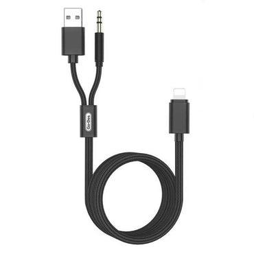 Go Des GAC-306 2 in 1 Aux Audio Cable Black