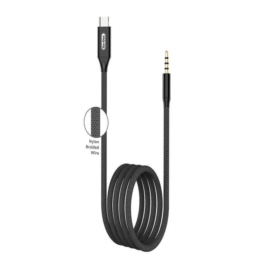 Go Des GAC-365 Type-C To Aux Audio Cable Black 