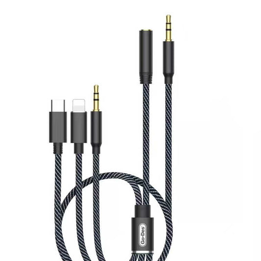 Go Des GAC-368 5 in 1 Aux Audio Cable Black 