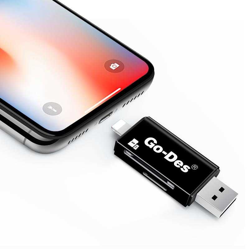 Go Des GD-DK102 Lightning Card Reader Black