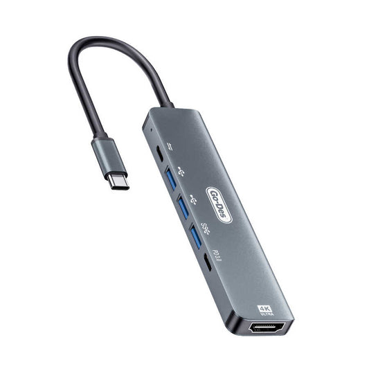 Go Des GD-6830 Type-c to HDTV 6 in 1 Converter Adapter Gray