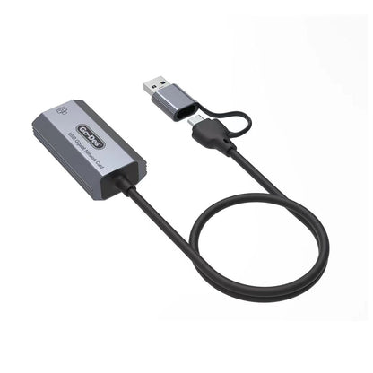 Go Des GD-6836 RJ45 to Type-C ve USB-A Gigabit Ethernet Dönüştürücü Kablo 1000Mbps 50cm Siyah