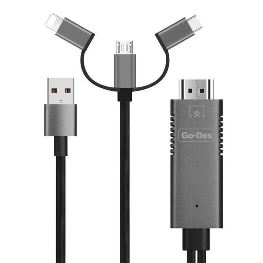 Go Des GD-8272 3 in 1 FHD Cable Black 