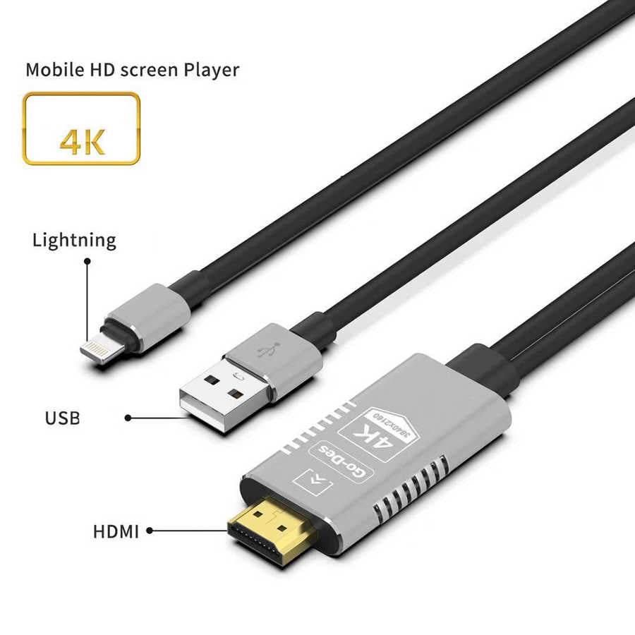 Go Des GD-8278 Lightning HDTV Cable Black