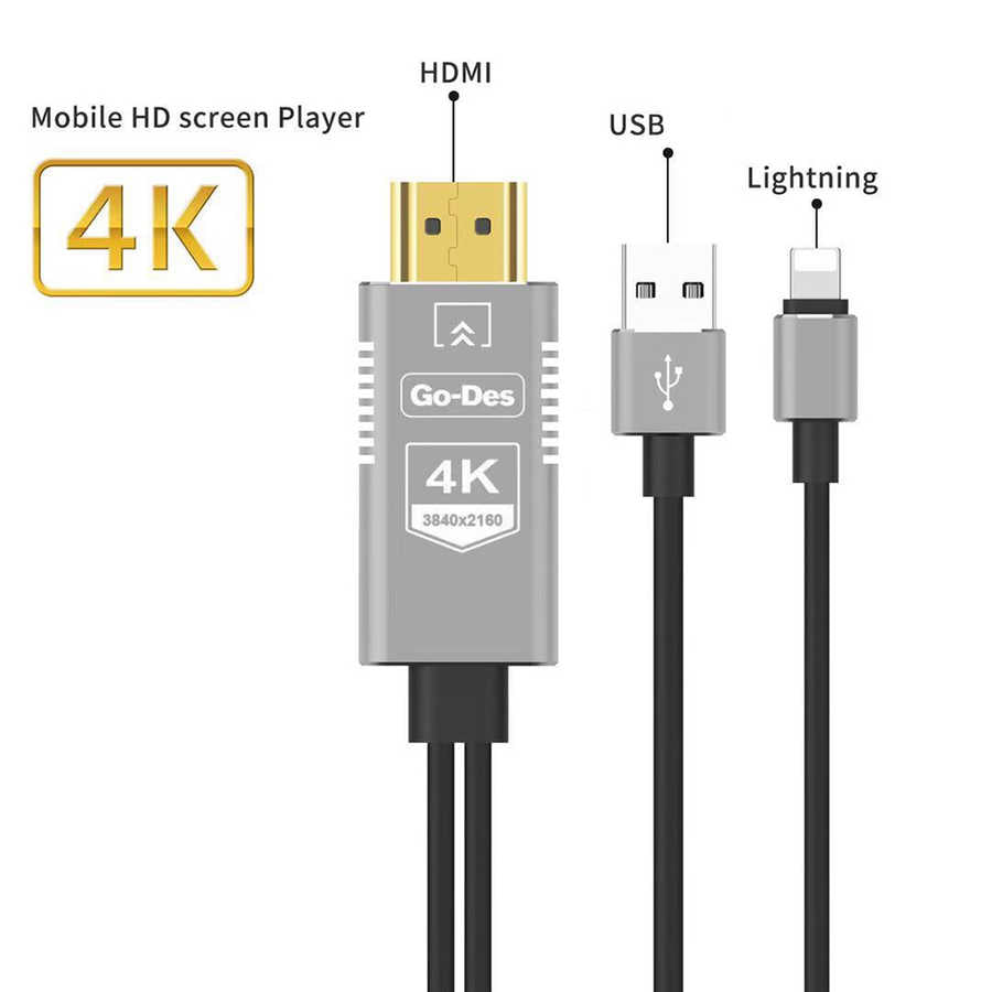 Go Des GD-8278 Lightning HDTV Cable Black