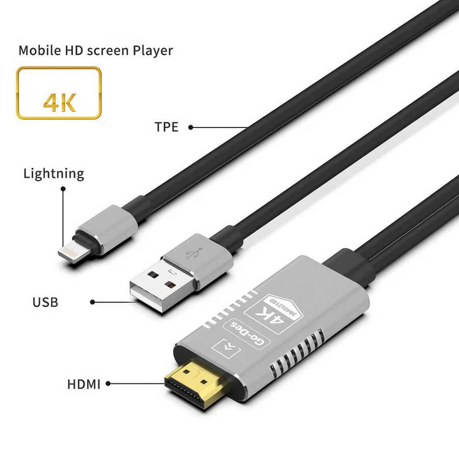 Go Des GD-8278 Lightning HDTV Cable Black