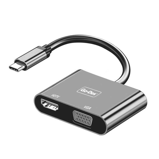 Go Des GD-8280 Type-C To HDTV+VGA Converter Black 