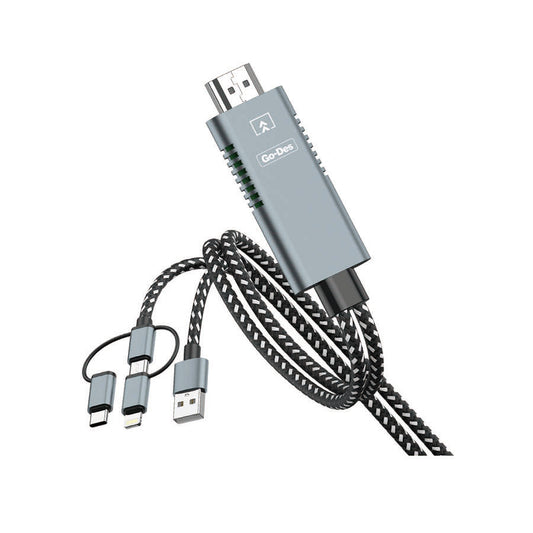 Go Des GD-8296 5 in 1 1080P HD HDMI Cable Gray 