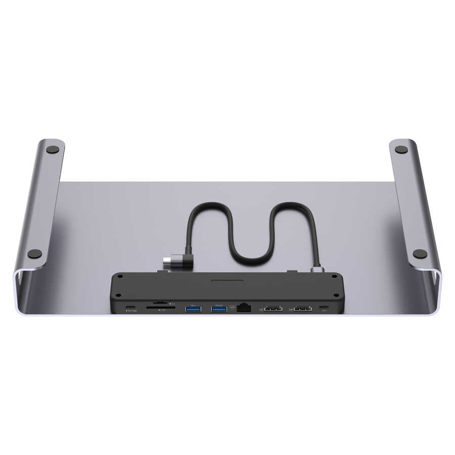 Go Des GD-9126 Hub Supported Laptop Stand Docking Station Stand Gray
