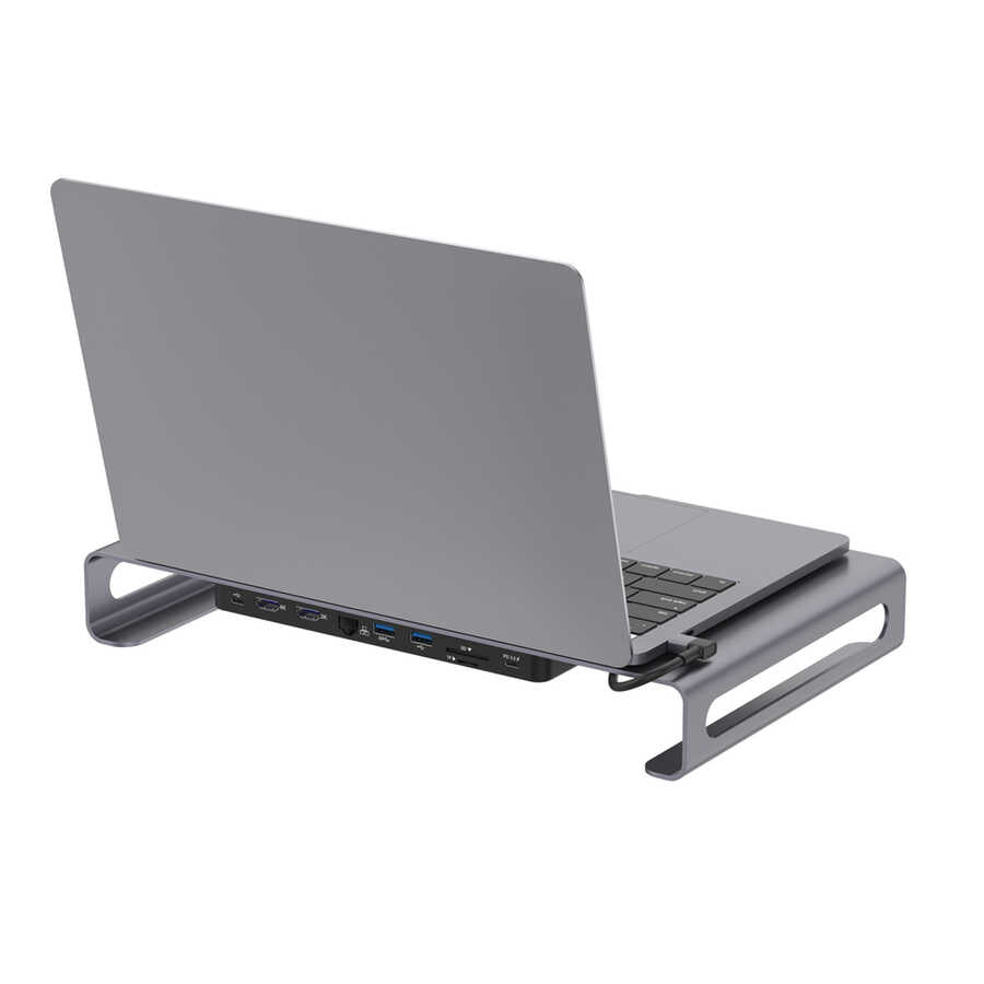 Go Des GD-9126 Hub Supported Laptop Stand Docking Station Stand Gray