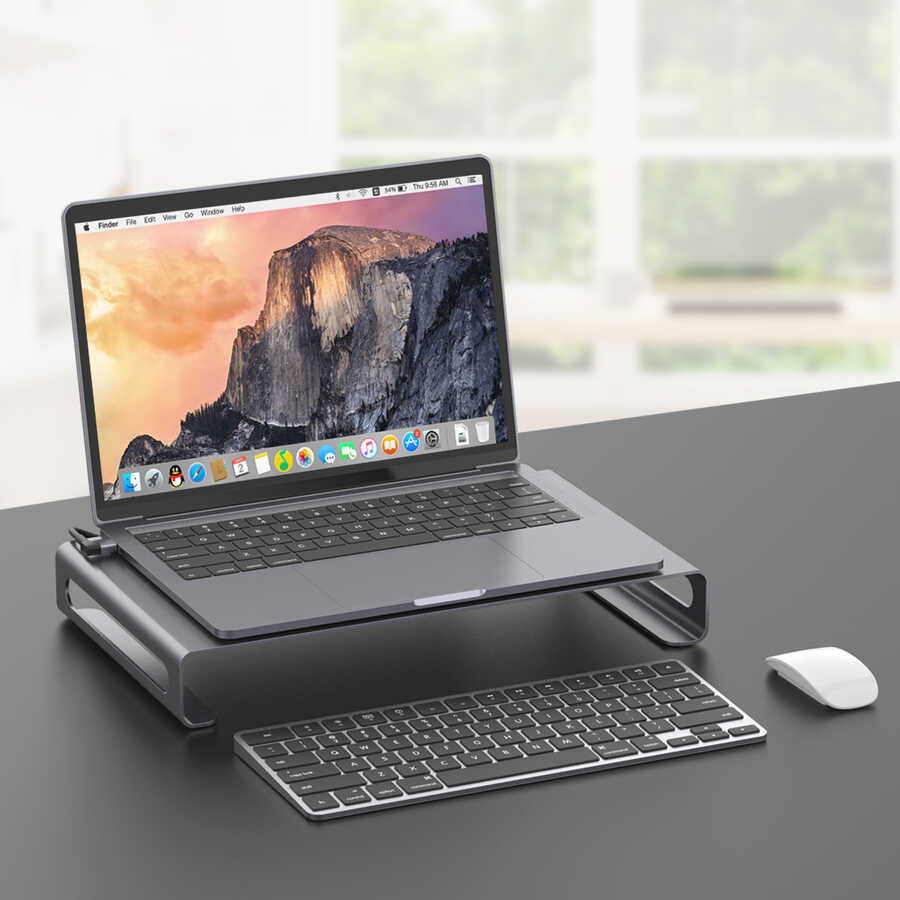 Go Des GD-9126 Hub Supported Laptop Stand Docking Station Stand Gray