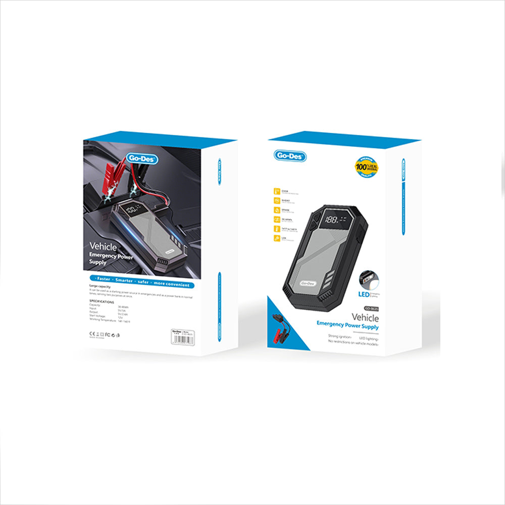 Go Des GD-B635 LED Işıklı Araç Akü Acil Durum Takviye Güç Kaynağı 12V Siyah