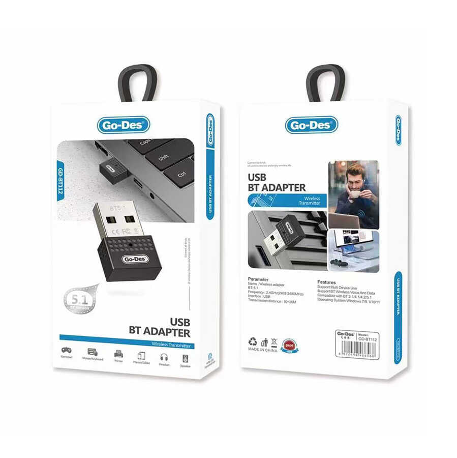 Go Des GD-BT112 USB Bluetooth Adapter Black 