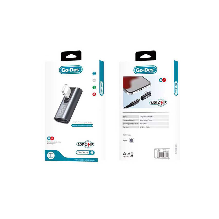 Go Des GD-CT037 Type-C to Lightning Converter Black 