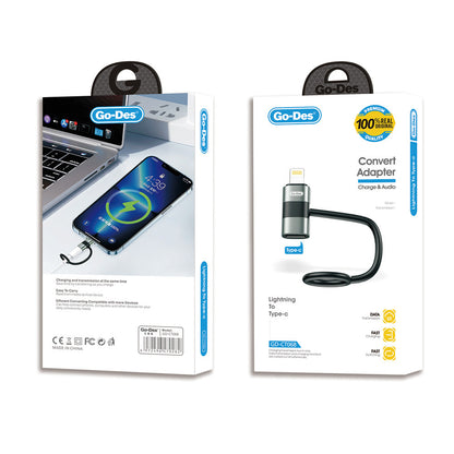 Go Des GD-CT068  Lightning to Type-C Data Ve Hızlı Şarj Adaptörü Siyah