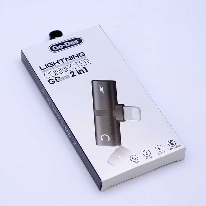 Go Des GD-CT013 2 in 1 Lightning Headphone and Charger Converter Connector Gray