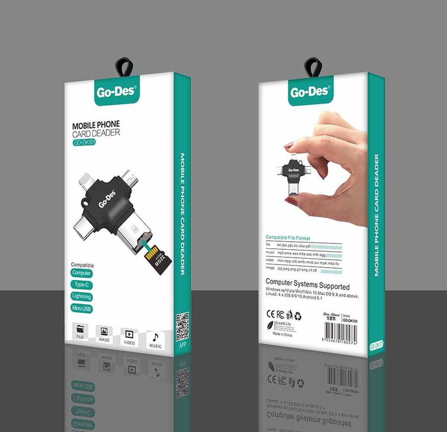 Go Des GD-DK101 Memory Card Reader Black