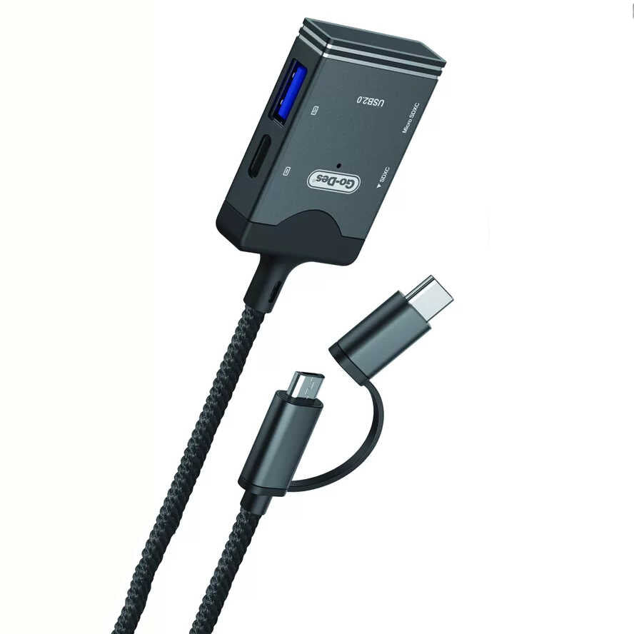 Go Des GD-DK106 5 in 1 OTG Memory Card Reader Black