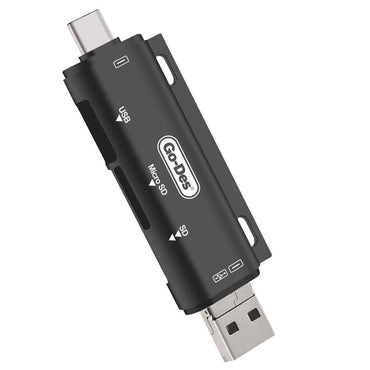 Go Des GD-DK108 3 in 1 OTG Memory Card Reader Black 