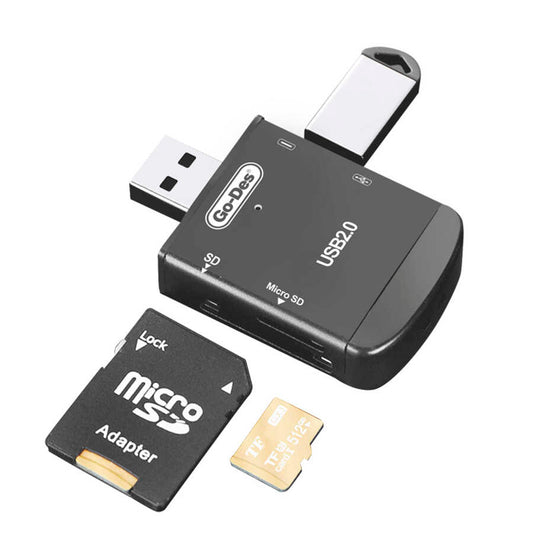 Go Des GD-DK109 4 in 1 Memory Card Reader Black 