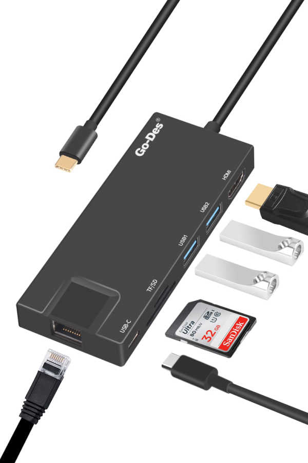 Go Des GD-DK828 7 in 1 USB-C Cable Black