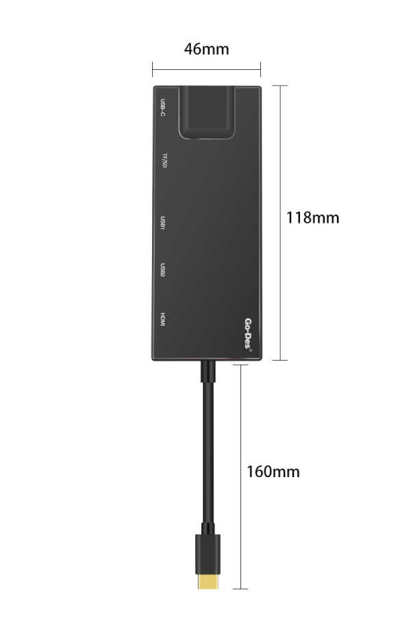 Go Des GD-DK828 7 in 1 USB-C Cable Black