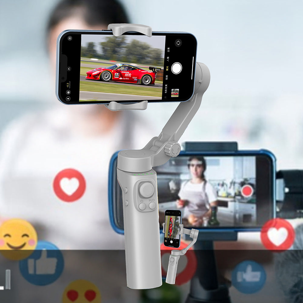 Go Des GD-F5 3 Eksenli El Tipi Yüz Tanıma Takip Özellikli Gimbal Stabilizatör Gri