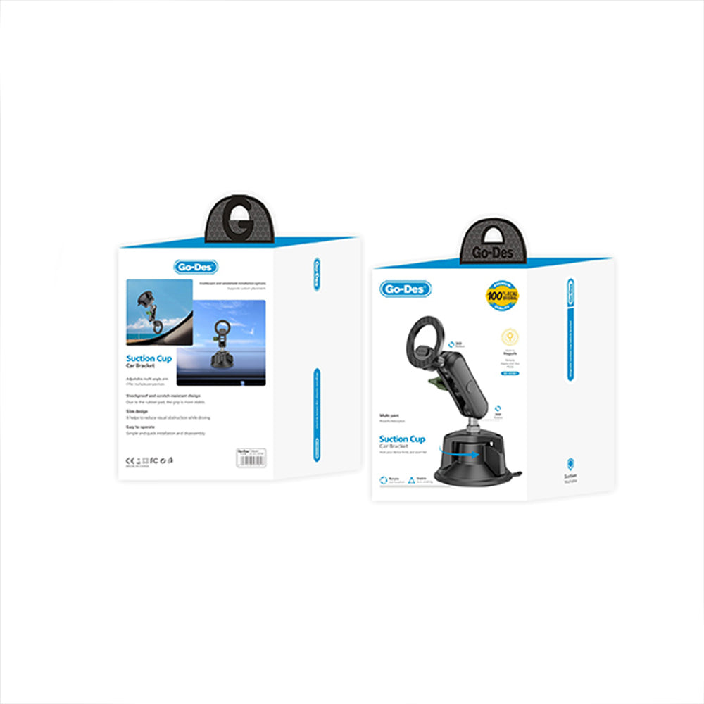 Go Des GD-HD361 360 Derece Dönebilen Vakumlu Tasarım Magnetik Araç İçi Telefon Tutucu Siyah