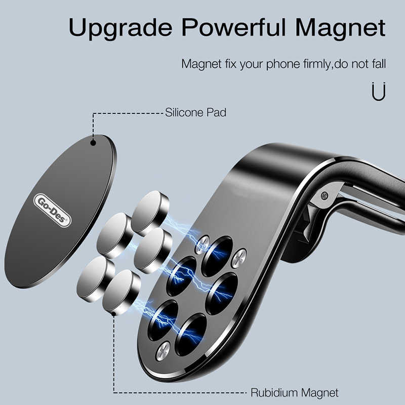 Go Des GD-HD633 Magnetic Car Phone Holder Silver