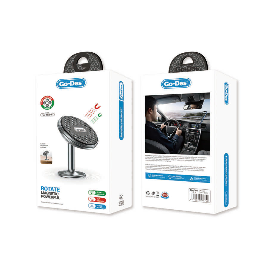 Go Des GD-HD646 Magnetic In-Car Phone Holder Flat Surface Version Black 