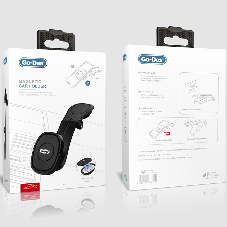 Go Des GD-HD657 Magnetic Car Phone Holder Black