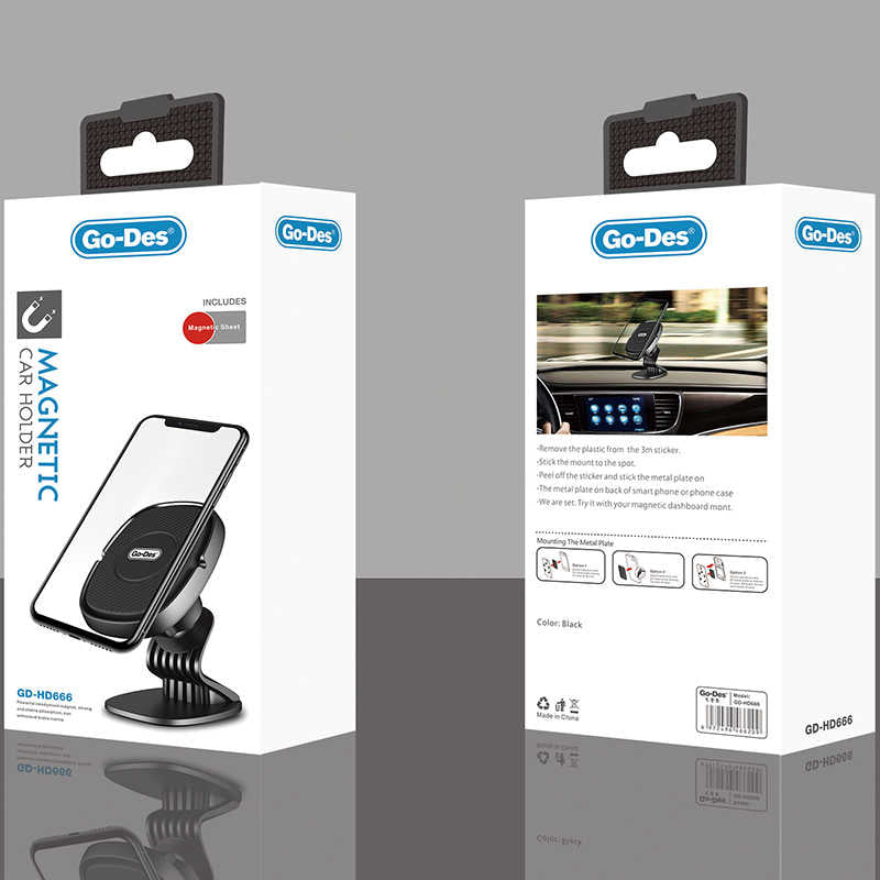 Go Des GD-HD666 Magnetic Car Phone Holder Black