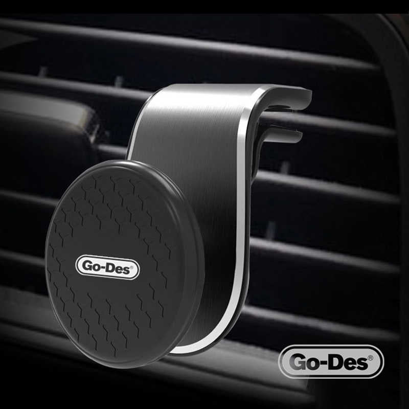 Go Des GD-HD676 L-Shaped Magnetic Car Phone Holder Gray