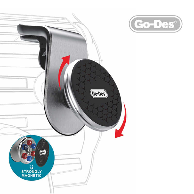 Go Des GD-HD676 L-Shaped Magnetic Car Phone Holder Gray