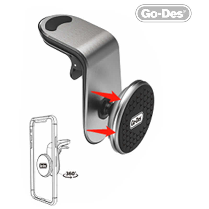 Go Des GD-HD676 L-Shaped Magnetic Car Phone Holder Gray