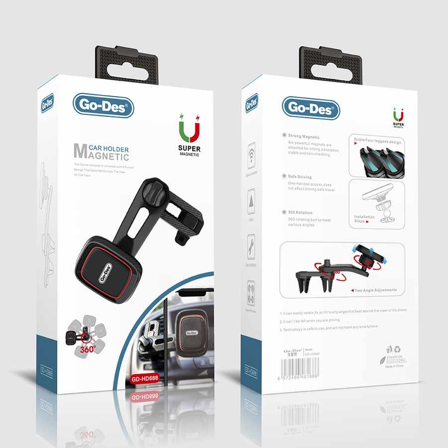 Go Des GD-HD688 Magnetic Car Phone Holder Black 