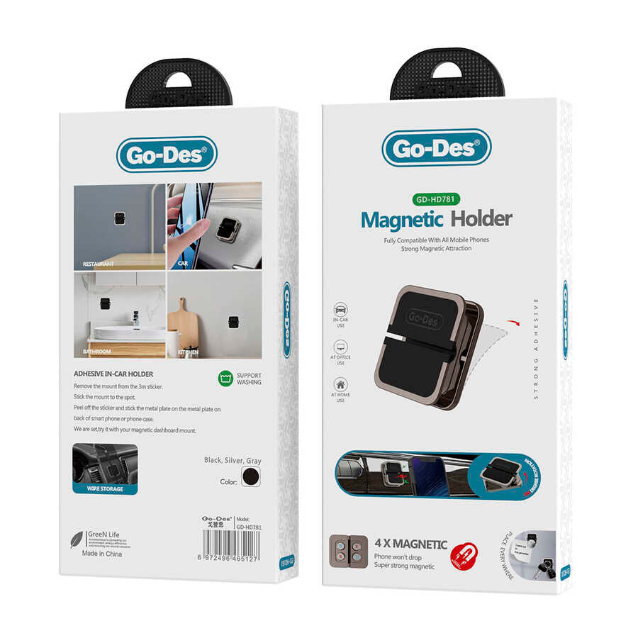Go Des GD-HD781 Magnetic Car Phone Holder Black 