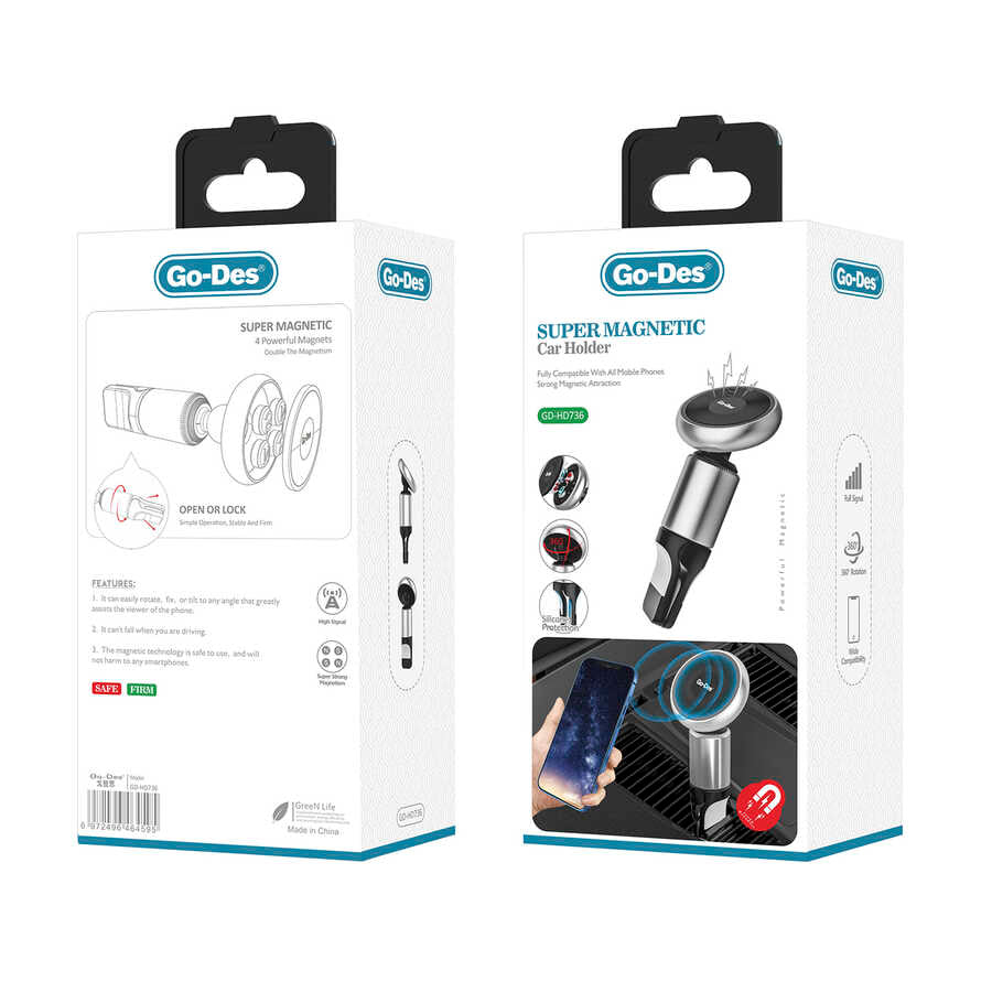 Go Des GD-HD736 Magnetic Car Phone Holder Black