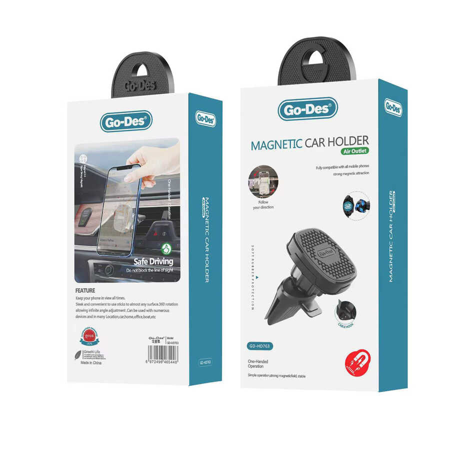 Go Des GD-HD763 Magnetic Car Phone Holder Black 