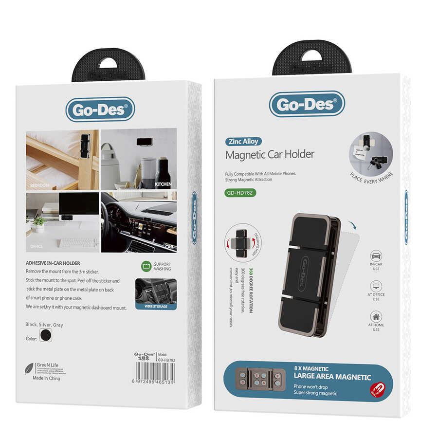 Go Des GD-HD782 Magnetic Car Phone Holder Black 