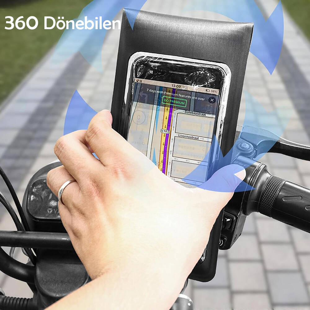 Go Des GD-HD907 Su Geçirmez Tasarımlı Bisiklet ve Motosiklet Telefon Tutucu Siyah