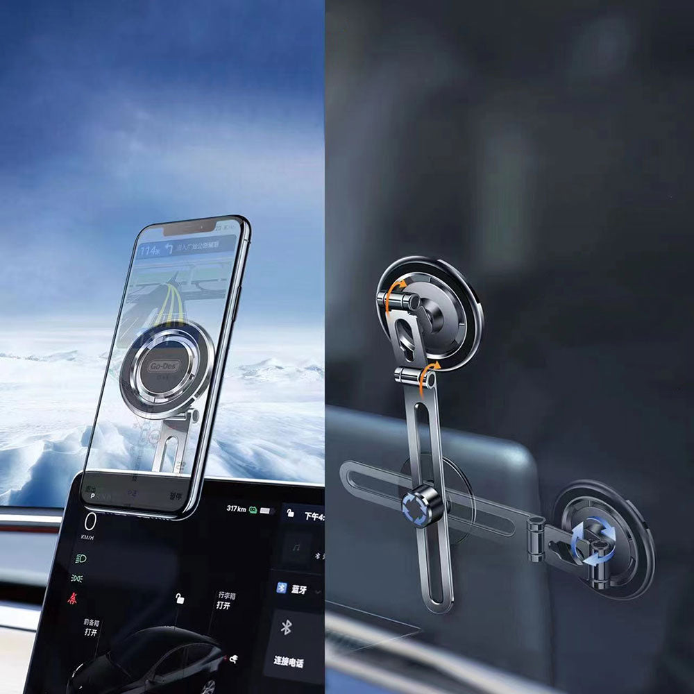 Go Des GD-HD912 Magnetic 360 Degree Rotating Flat Floor Car Phone Holder Black 