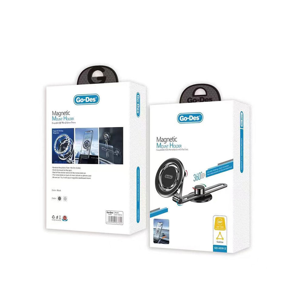 Go Des GD-HD912 Magnetic 360 Degree Rotating Flat Floor Car Phone Holder Black 