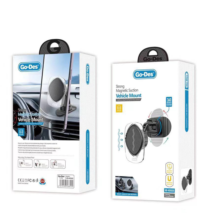Go Des GD-HD935 360 Derece Dönebilen Magnetik Düz Zemin Araç Telefon Tutacağı Siyah