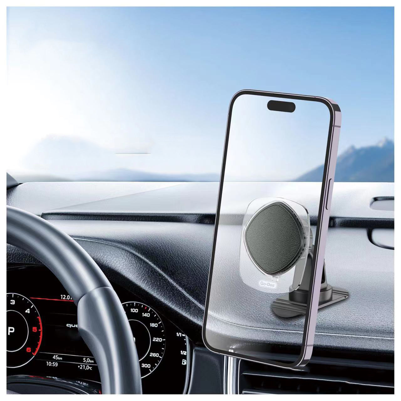 Go Des GD-HD935 360 Derece Dönebilen Magnetik Düz Zemin Araç Telefon Tutacağı Siyah