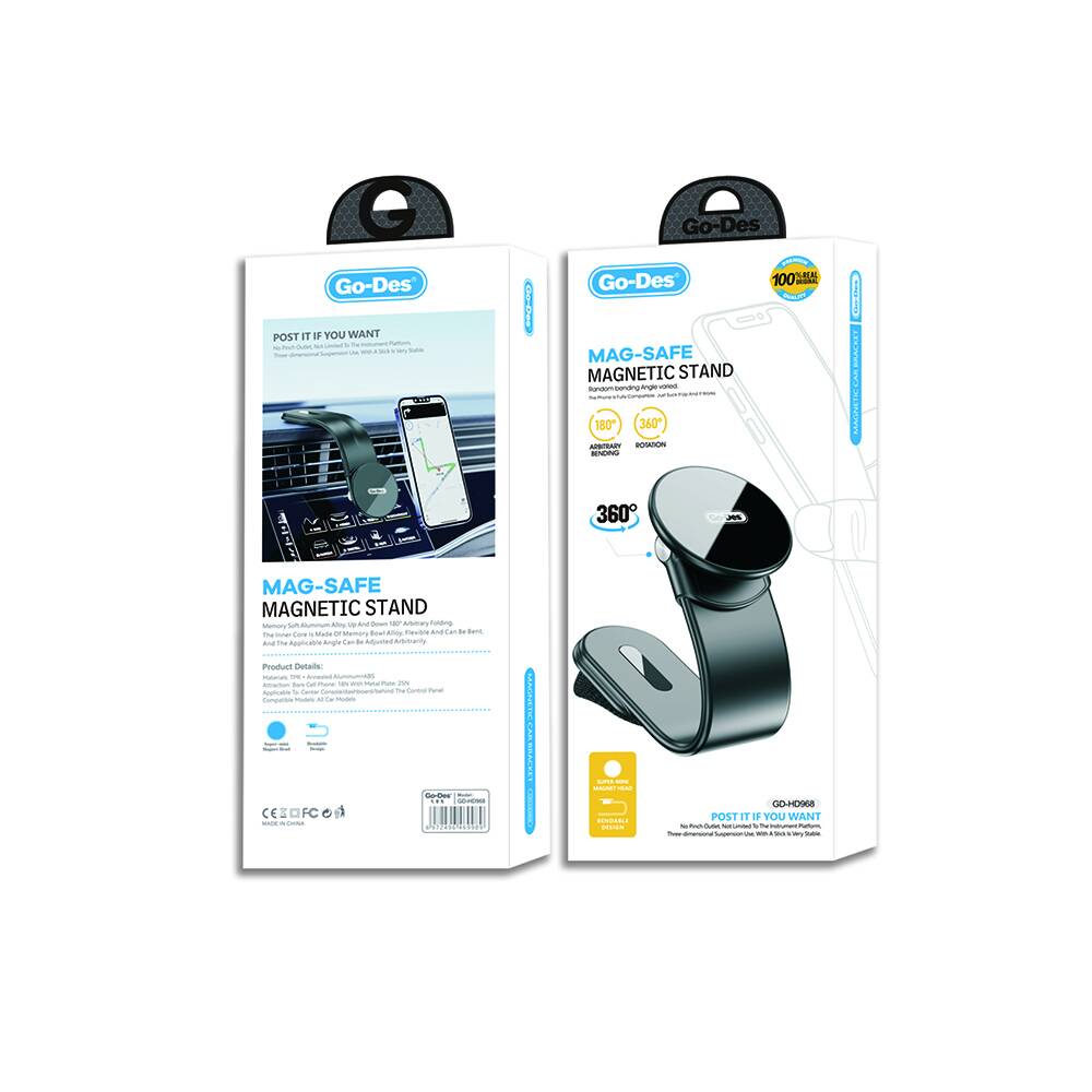Go Des GD-HD968 Strong Magnetic Multi-Angle Car Phone Holder Black