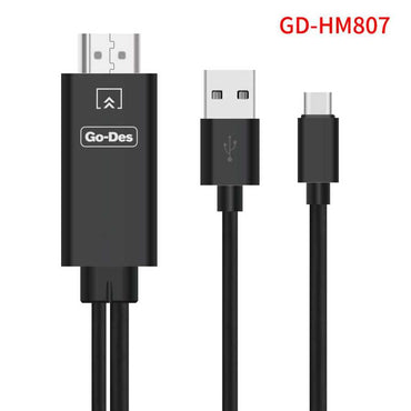 Go Des GD-HM807 2 in 1 USB-C HDTV Cable Black